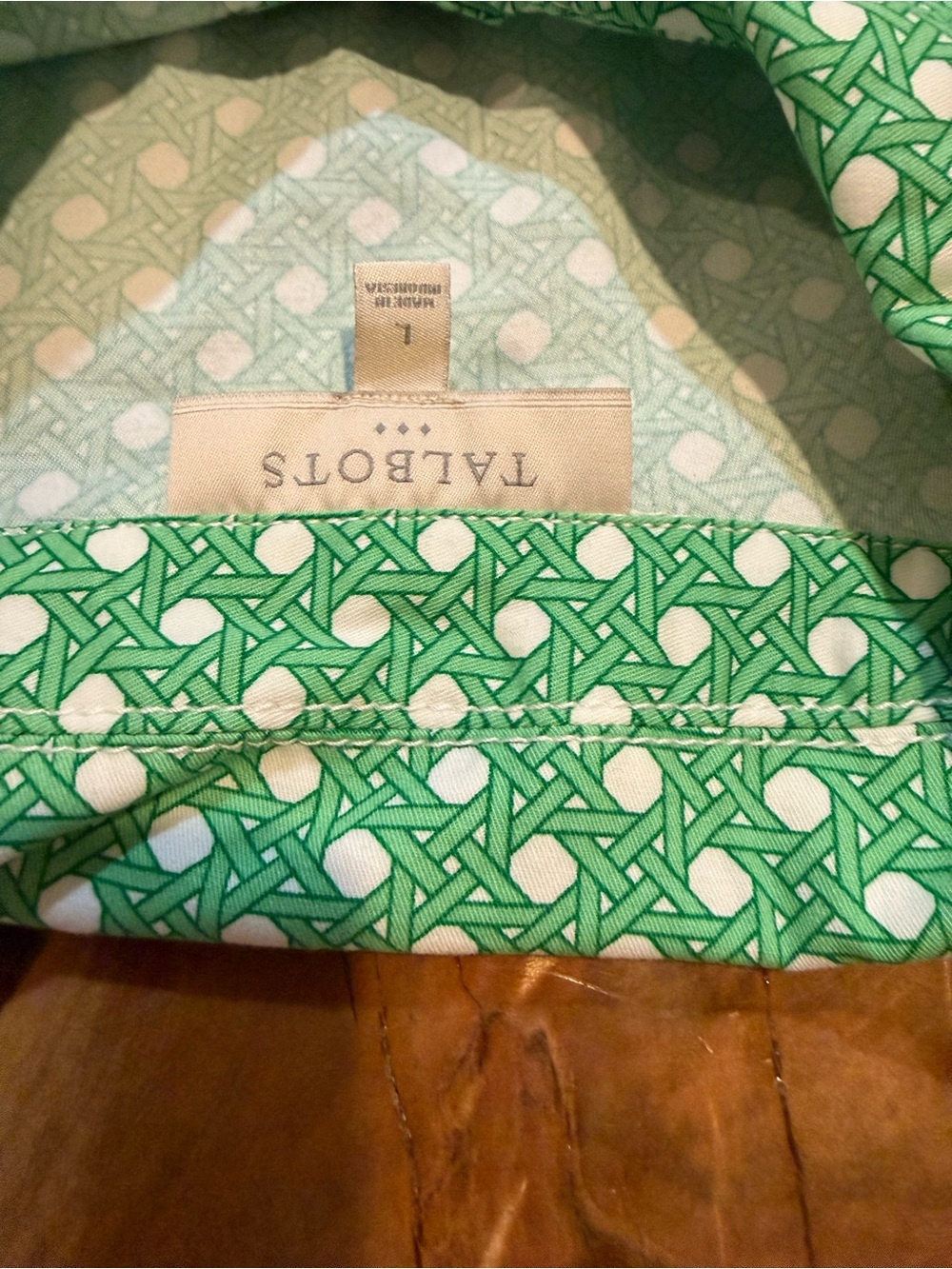 Talbots Green White Patterned Jean Jacket - Picture 2 of 6